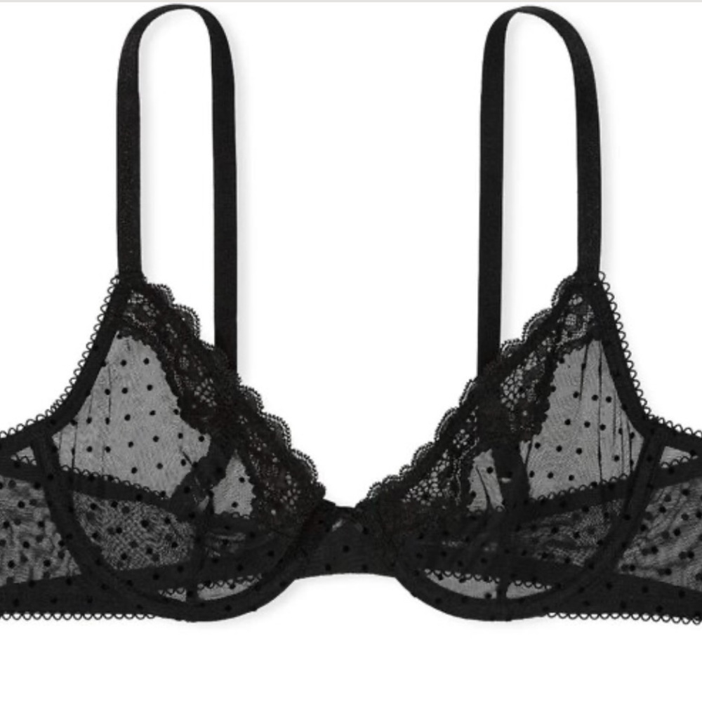 New! Victoria's Secret Tease Sheer Mesh Dotted Unlined Demi Bra